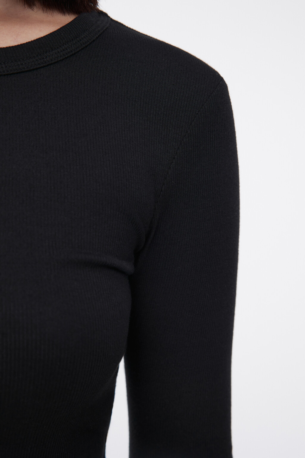 Лонгслив облегающий в рубчик - цвет черный - 6