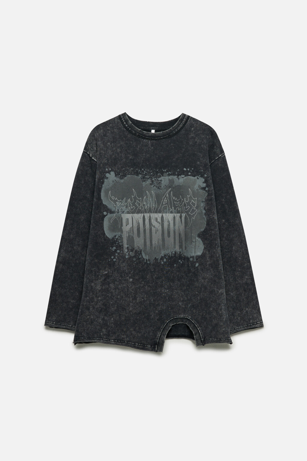 Лонгслив oversize состаренный с принтом - цвет черный - 8