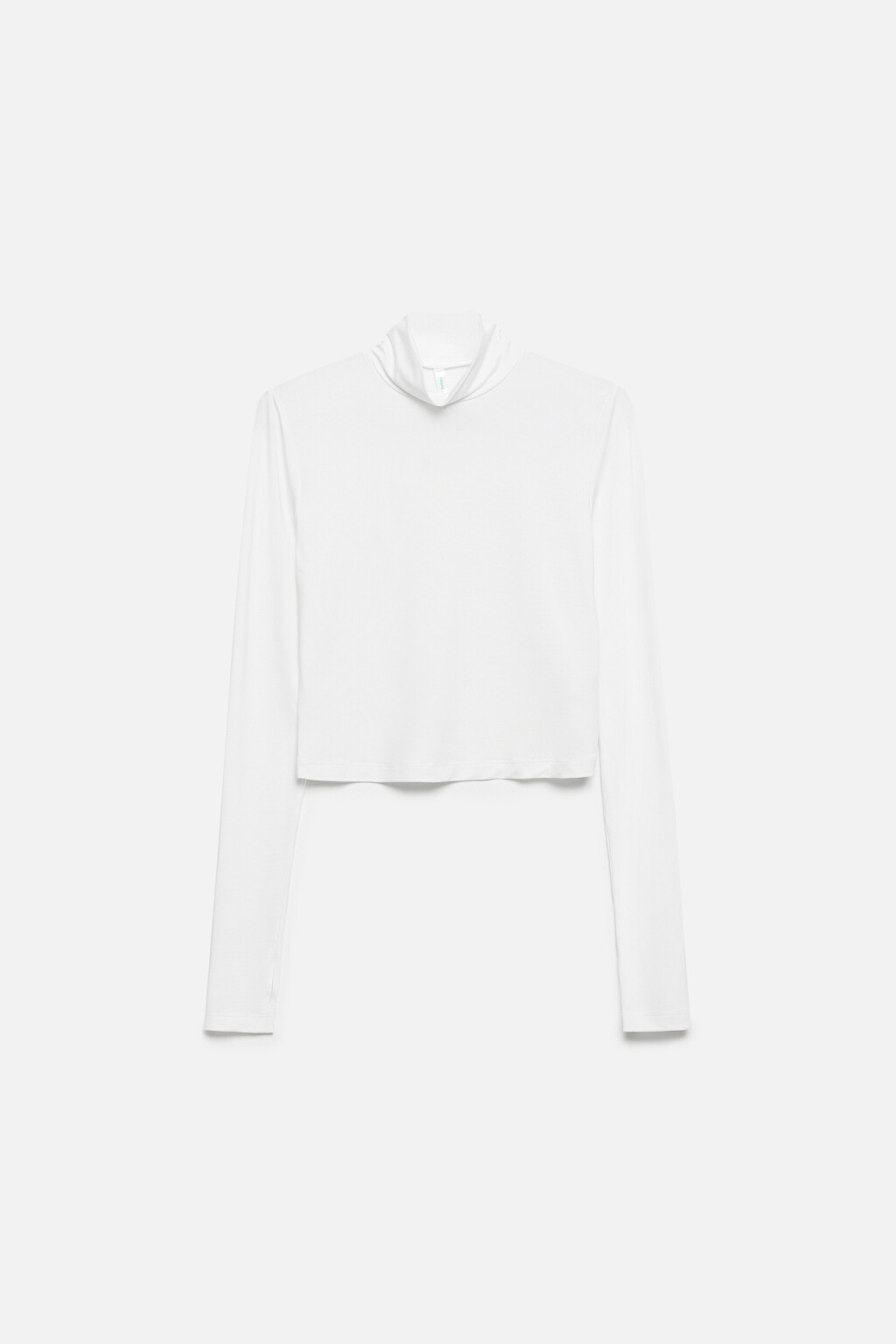 Водолазка укороченная с прорезями для пальца - цвет белый - 10