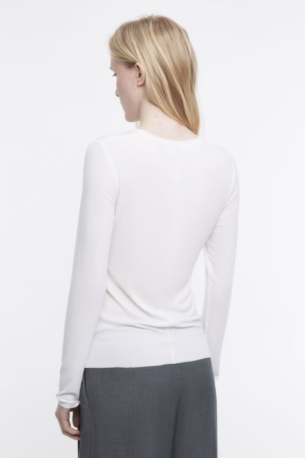 Лонгслив облегающий из тенсела и шерсти - цвет белый - 4