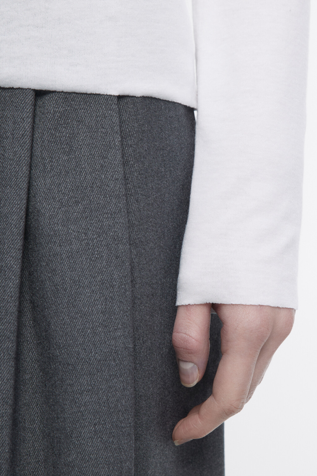 Лонгслив облегающий из тенсела и шерсти - цвет белый - 7