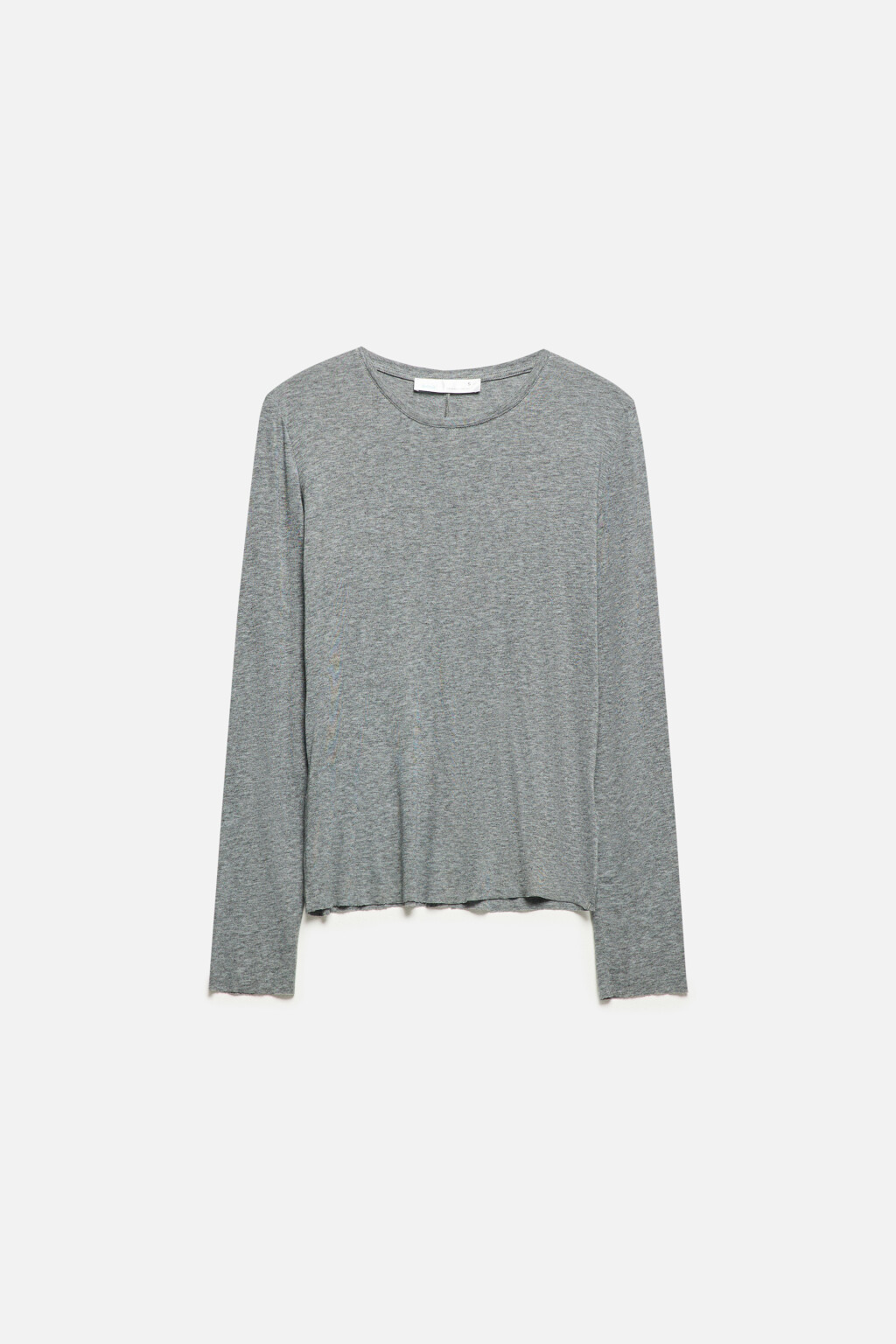 Лонгслив облегающий из тенсела и шерсти - цвет серый - 8