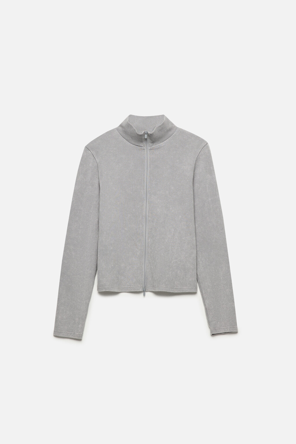 Лонгслив на молнии с вареным эффектом - цвет серый - 8