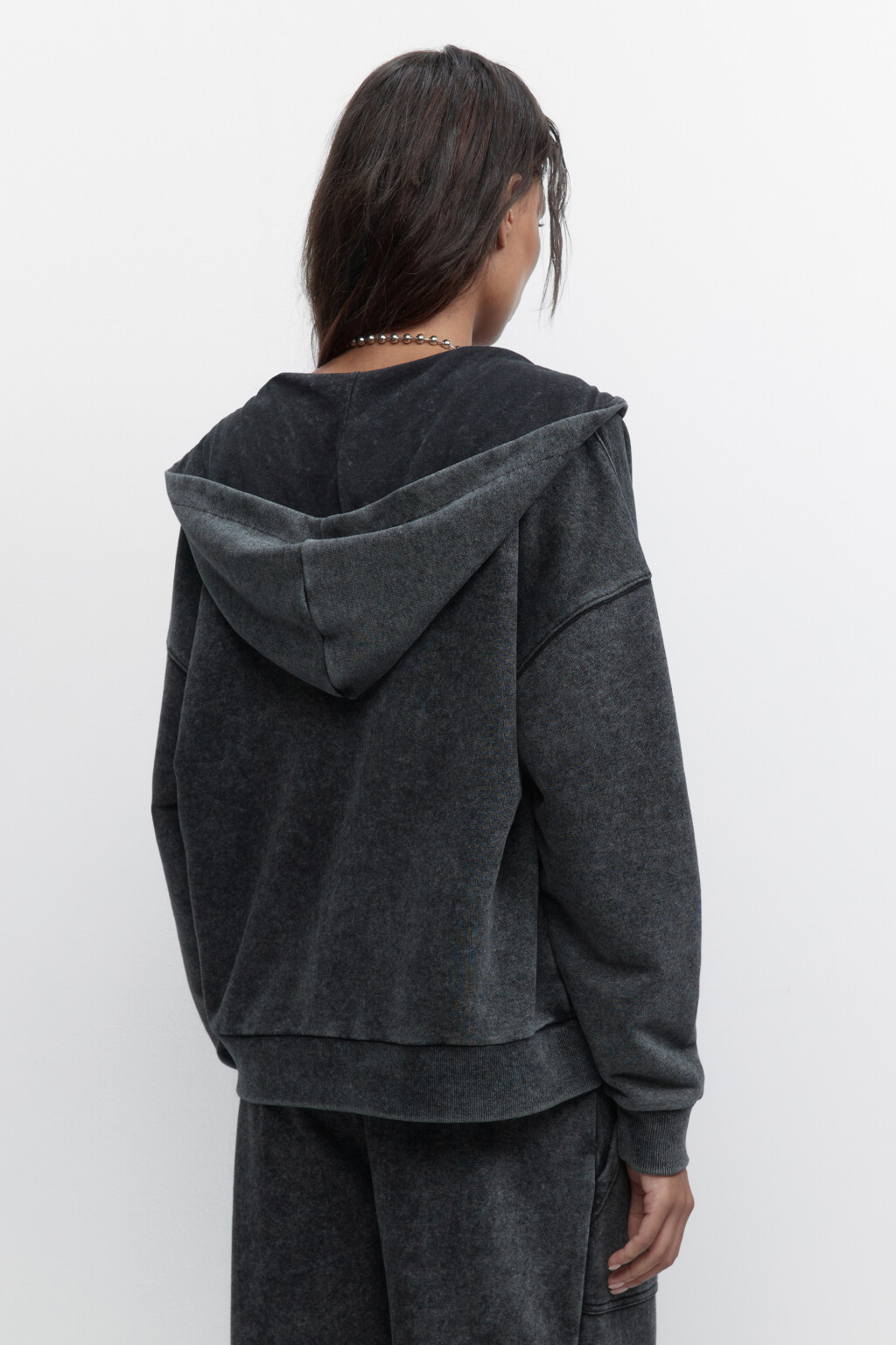 Толстовка на молнии с вареным эффектом - цвет серый - 4