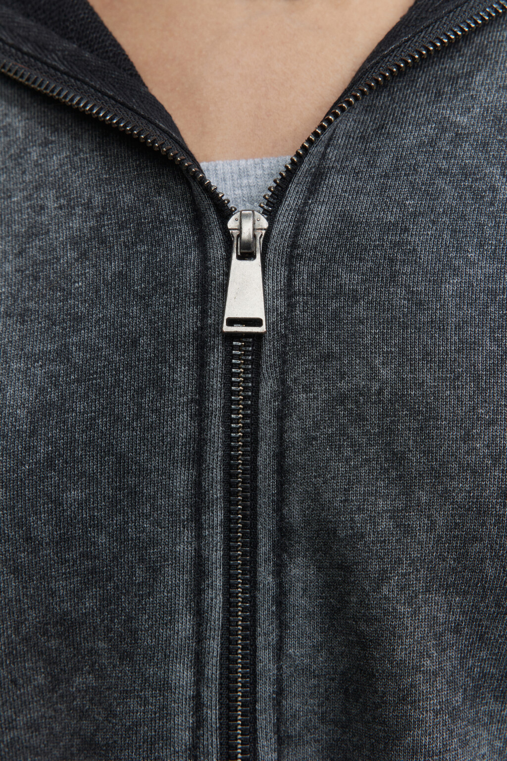 Толстовка на молнии с вареным эффектом - цвет серый - 5