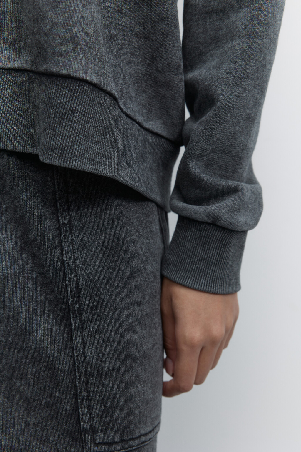 Толстовка на молнии с вареным эффектом - цвет серый - 6