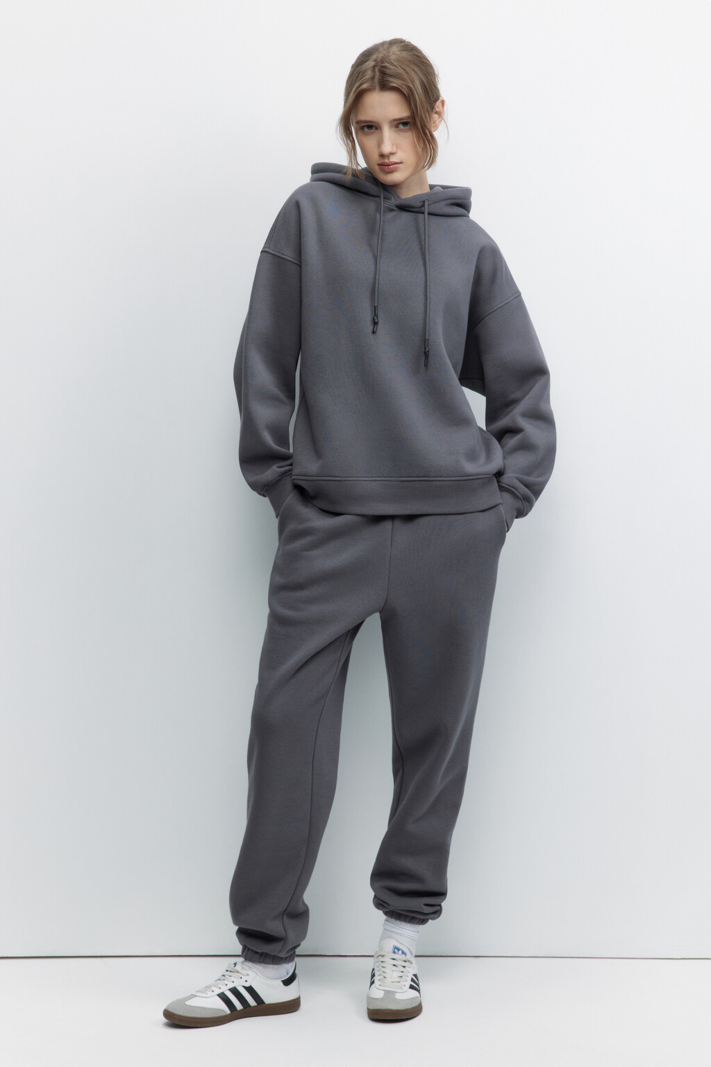 Толстовка HOODY оверсайз с капюшоном - цвет серый - 4