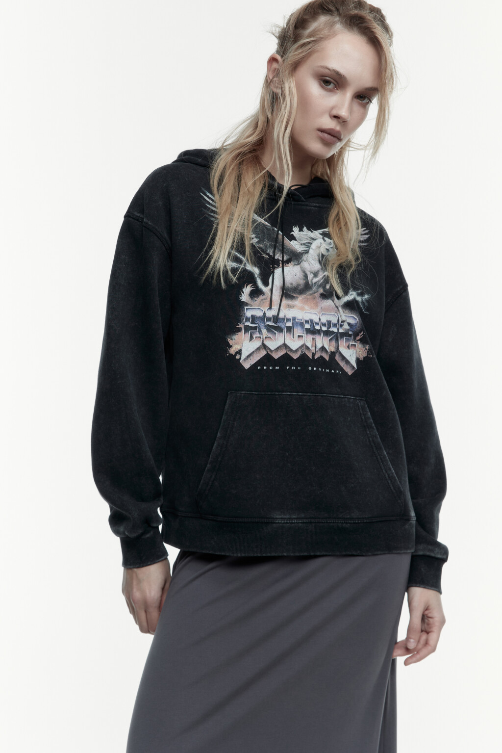 Худи oversize вареная с принтом - цвет серый - 2