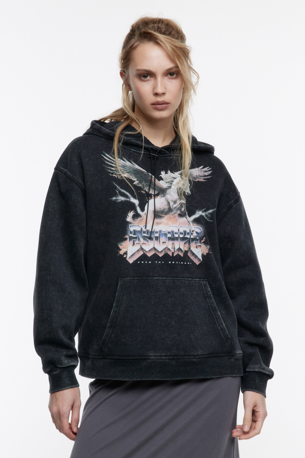 Худи oversize вареная с принтом - цвет серый - 3