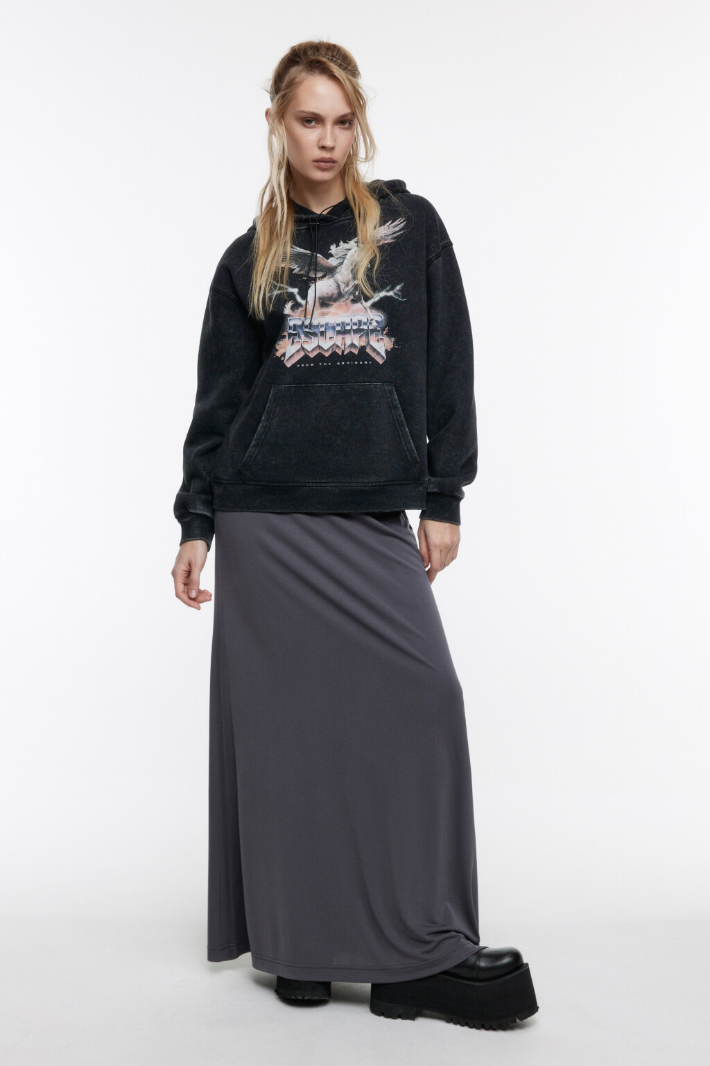 Худи oversize вареная с принтом - цвет серый - 6