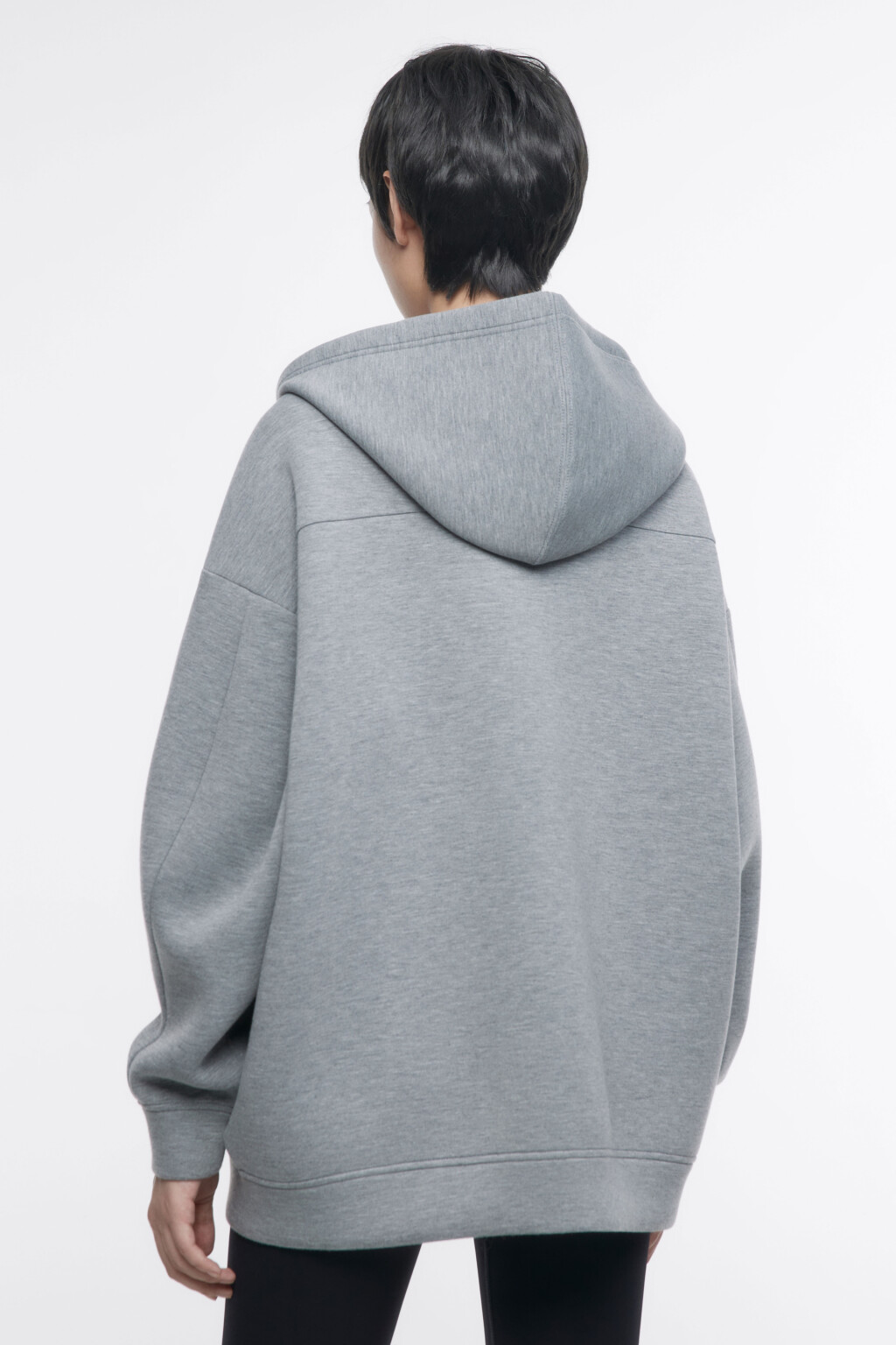 Худи oversize на молнии из неопрена - цвет серый - 5
