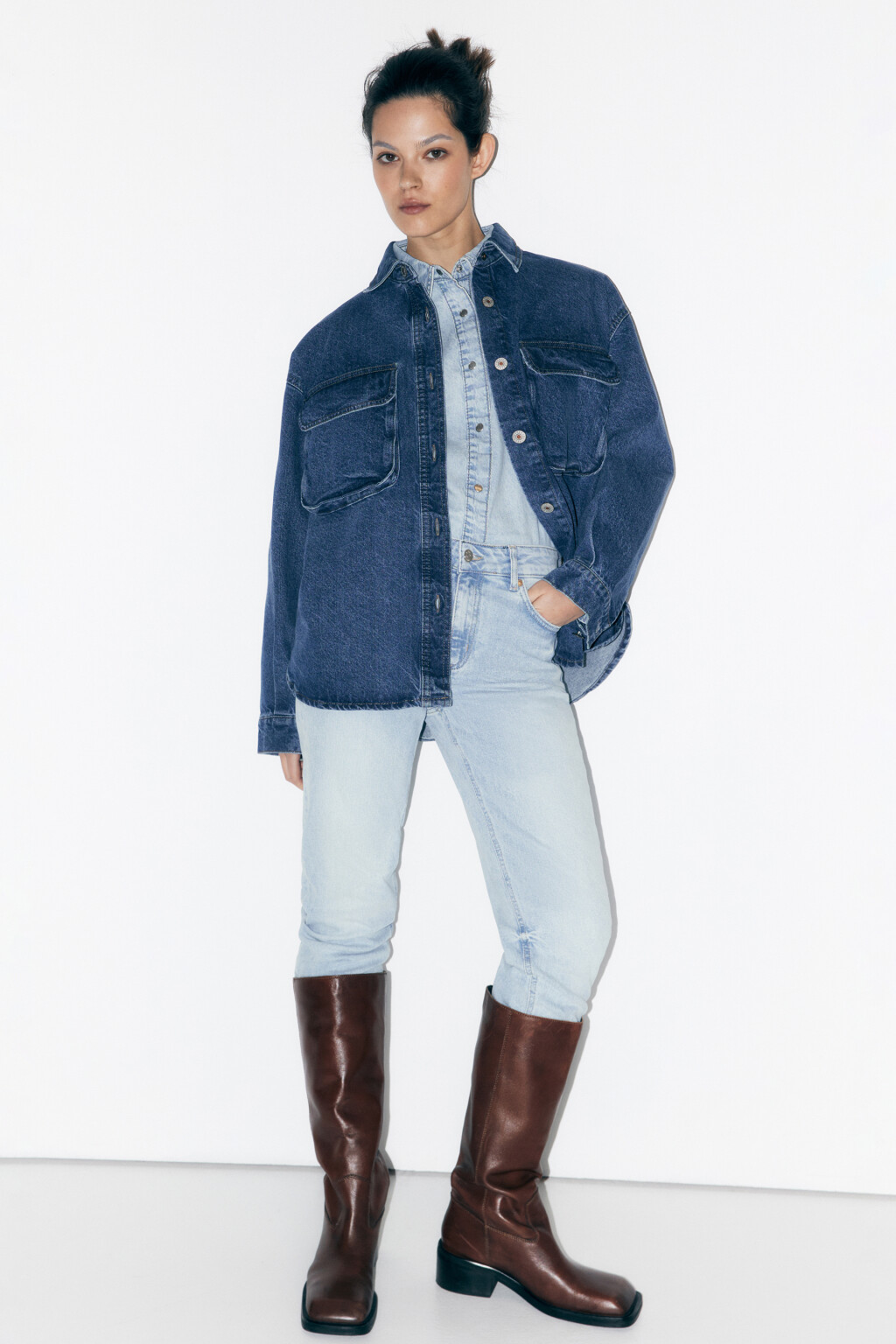 Джинсы зауженные со средней посадкой - цвет голубой - 1