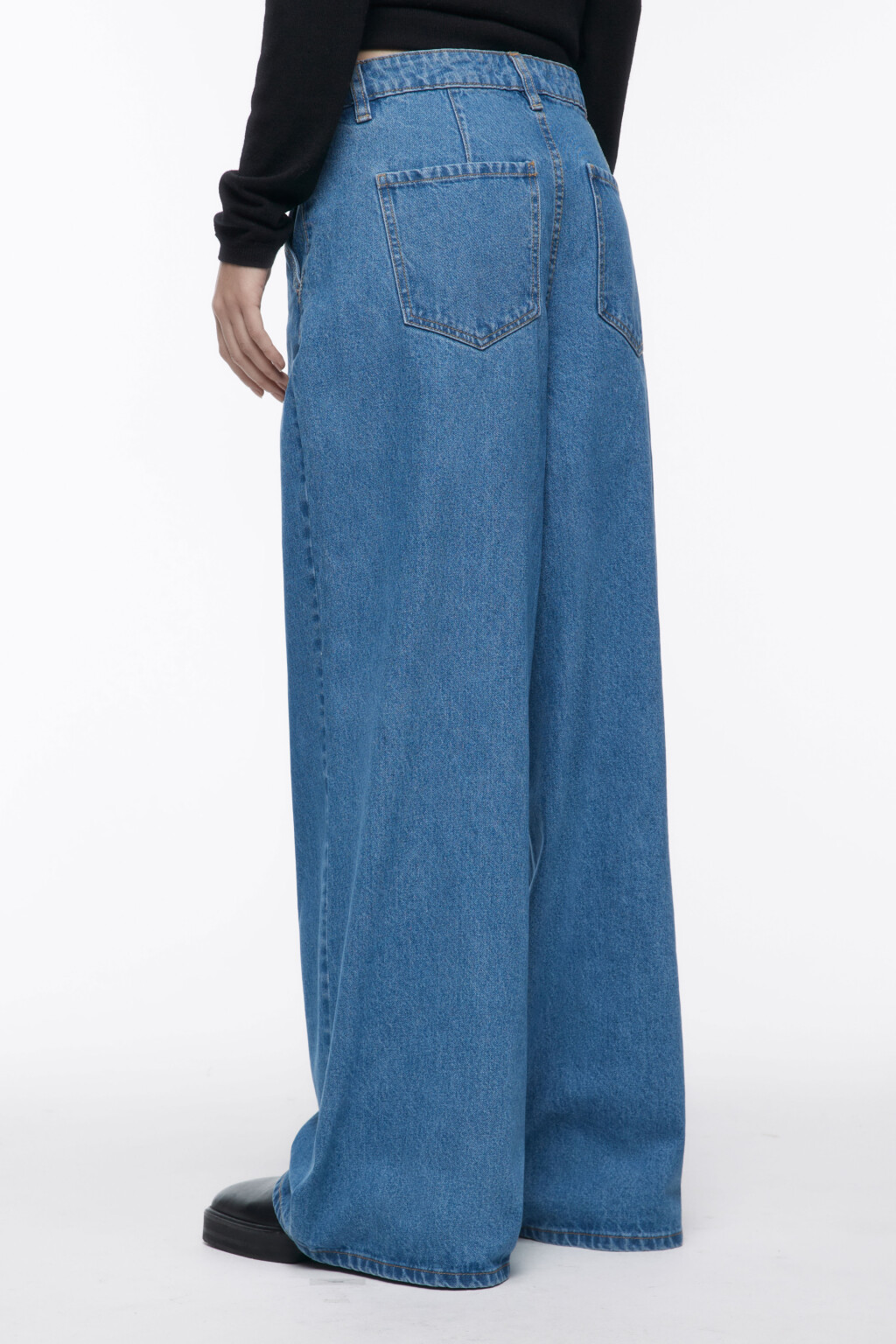 Джинсы широкие со средней посадкой - цвет голубой - 4
