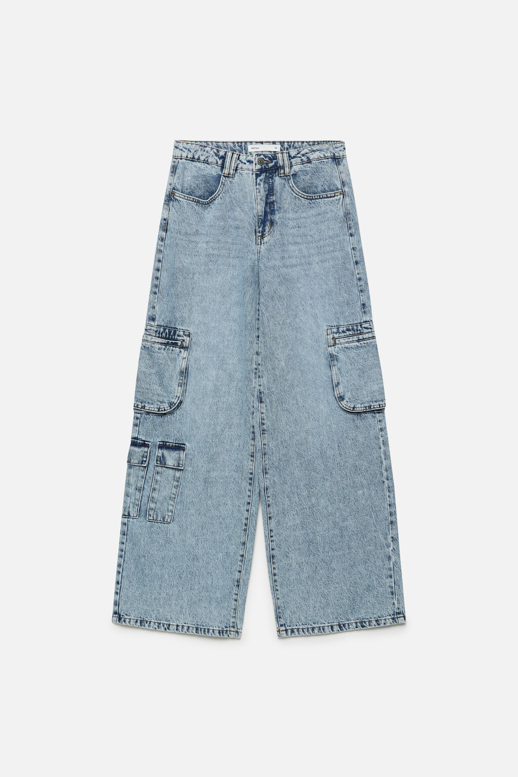 Джинсы широкие с карманами карго - цвет голубой - 8