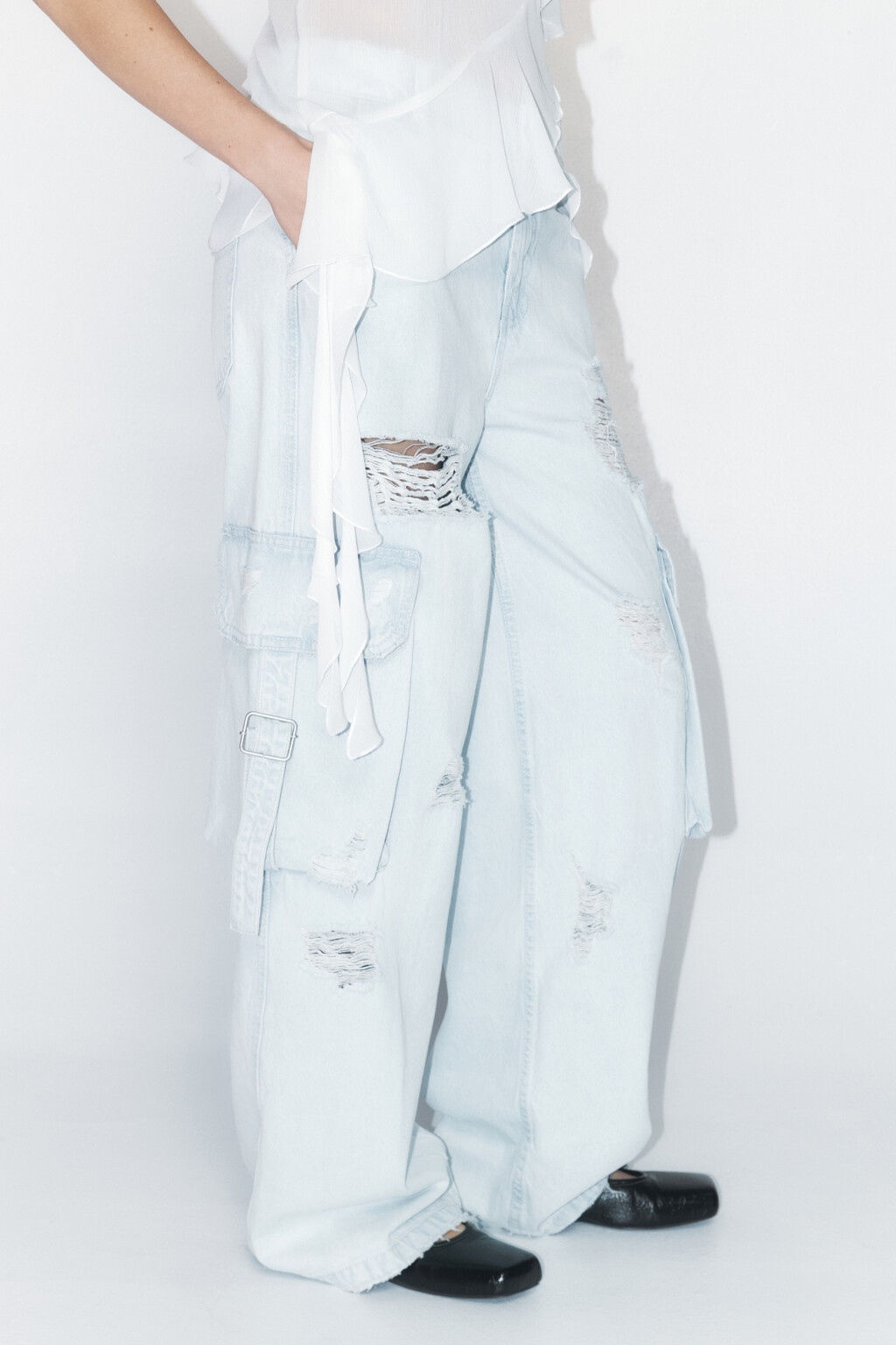 Джинсы карго с низкой посадкой - цвет голубой - 4