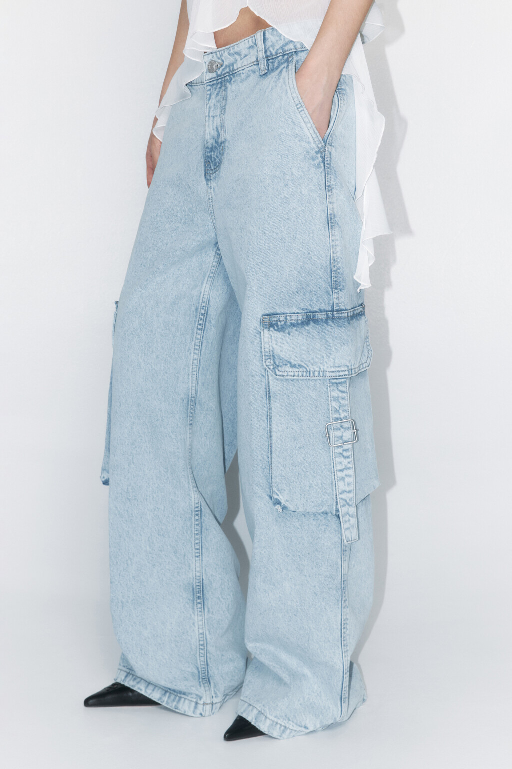 Джинсы карго с низкой посадкой - цвет голубой - 3