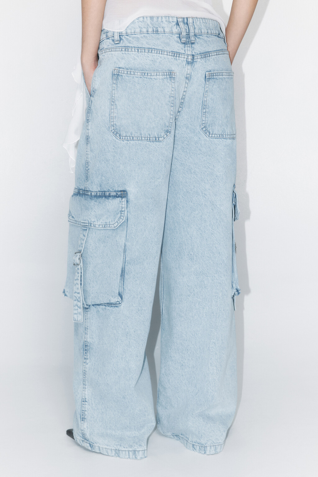 Джинсы карго с низкой посадкой - цвет голубой - 4