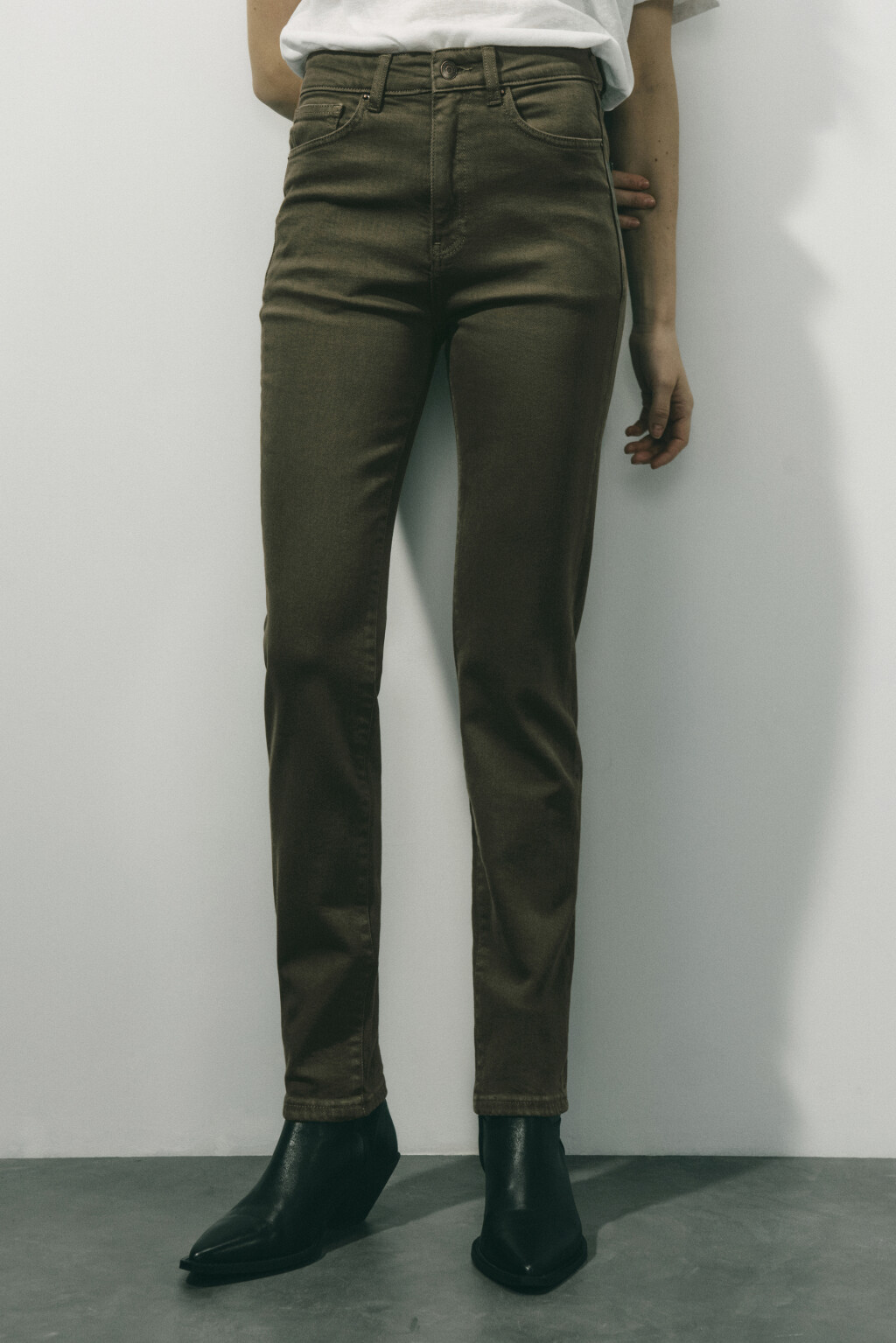 Джинсы skinny облегающие с высокой посадкой - цвет зеленый - 2