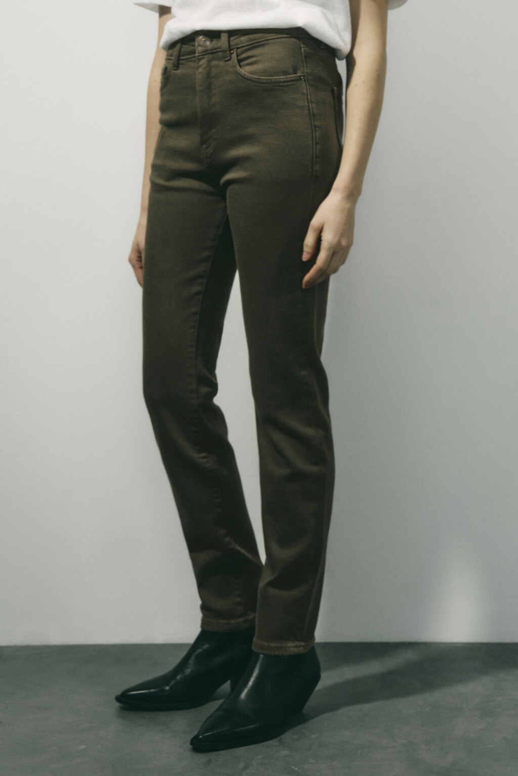 Джинсы skinny облегающие с высокой посадкой - цвет зеленый - 3