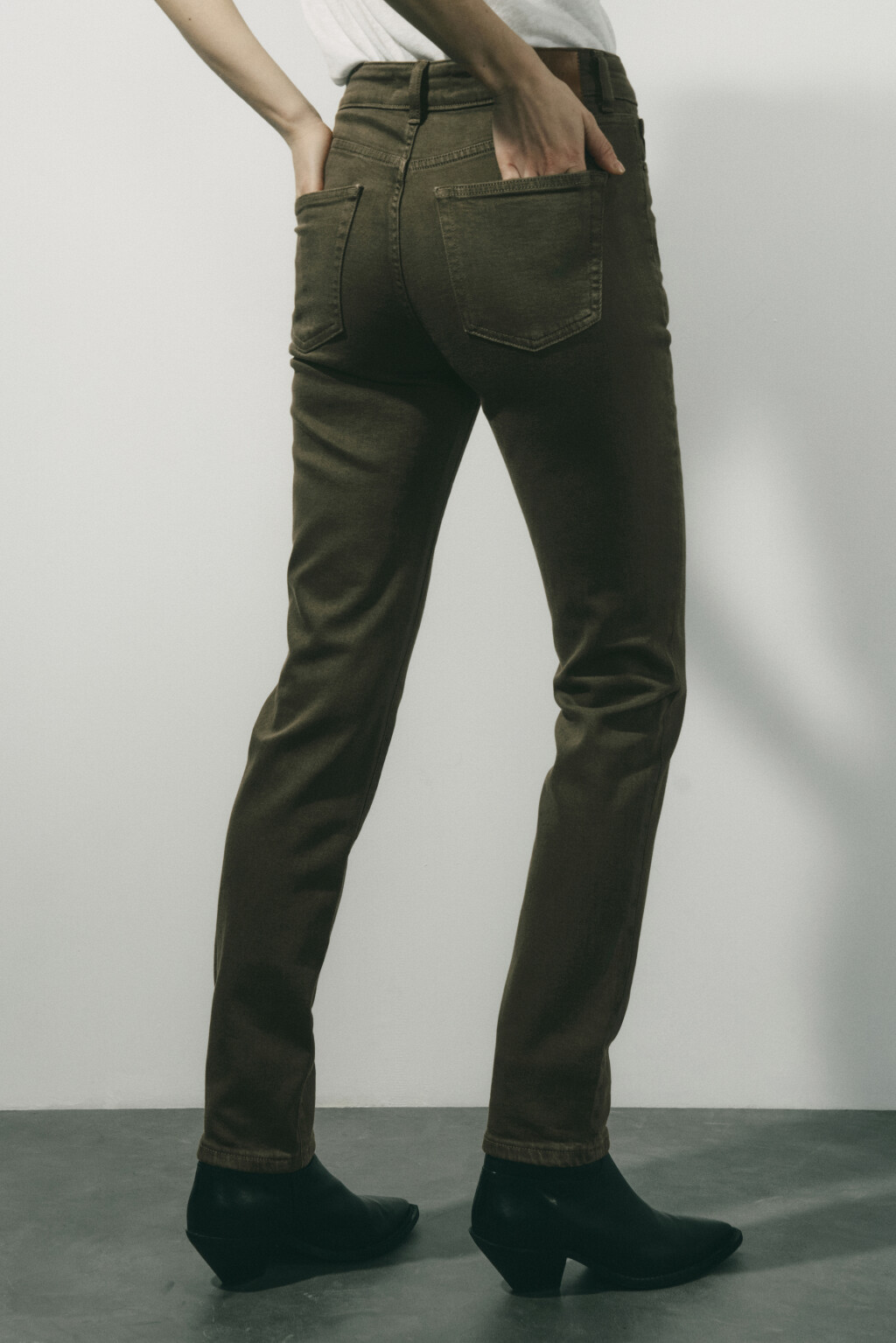 Джинсы skinny облегающие с высокой посадкой - цвет зеленый - 4