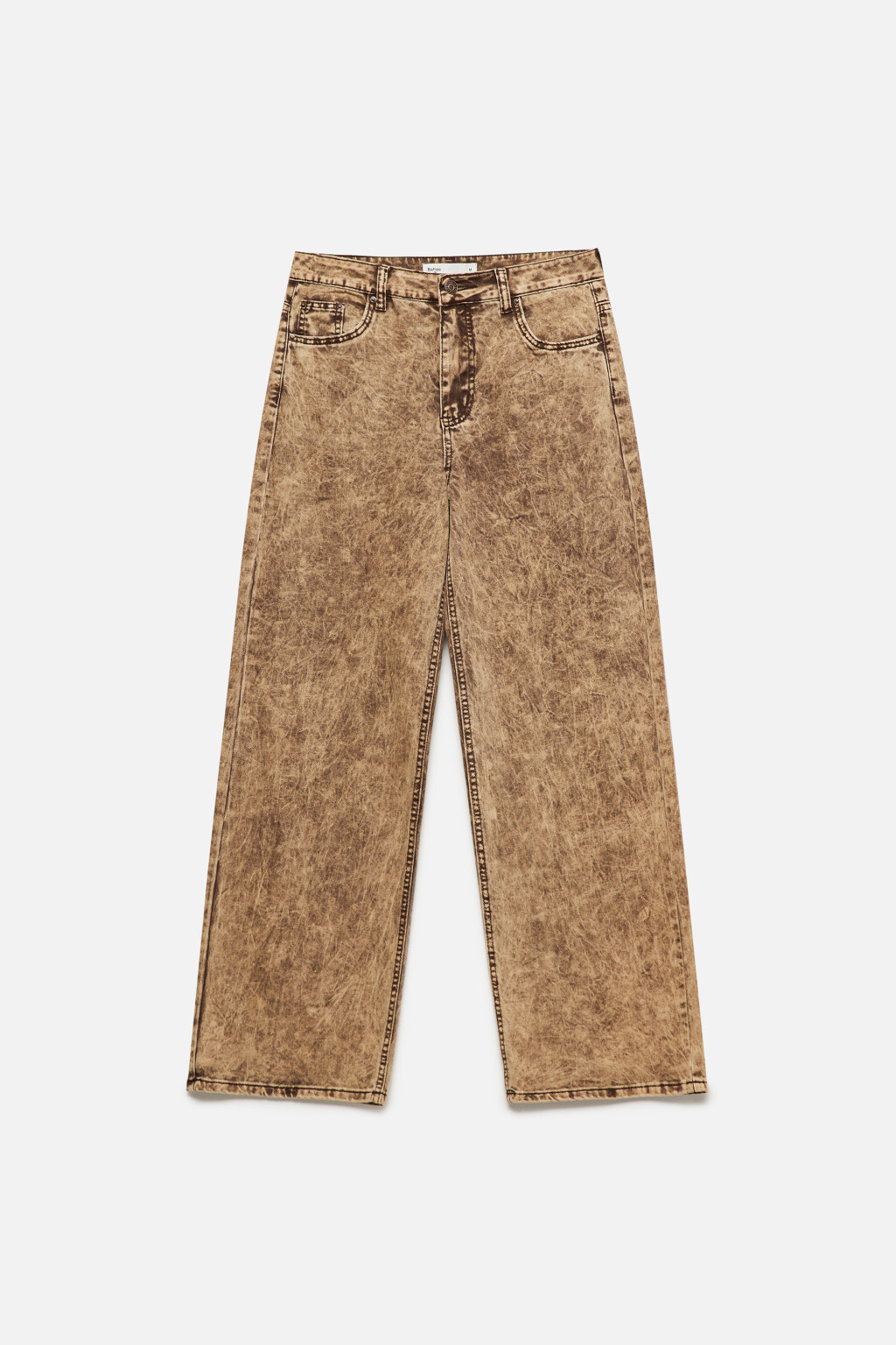 Джинсы широкие с вареным эффектом - цвет коричневый - 8