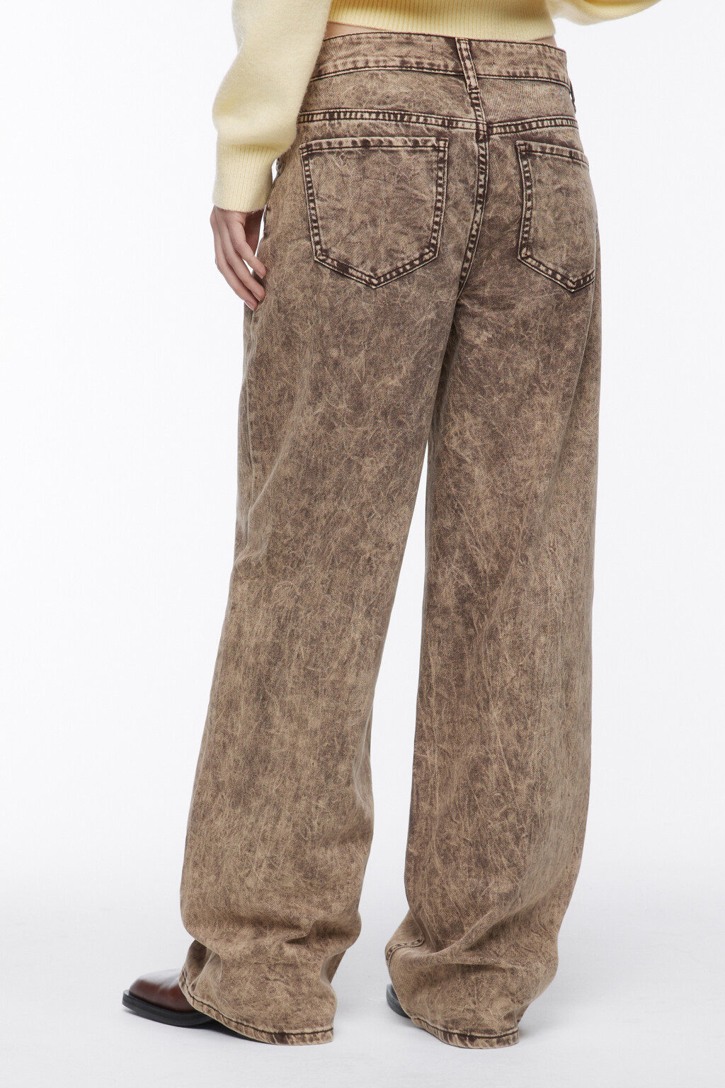 Джинсы широкие с вареным эффектом - цвет коричневый - 3