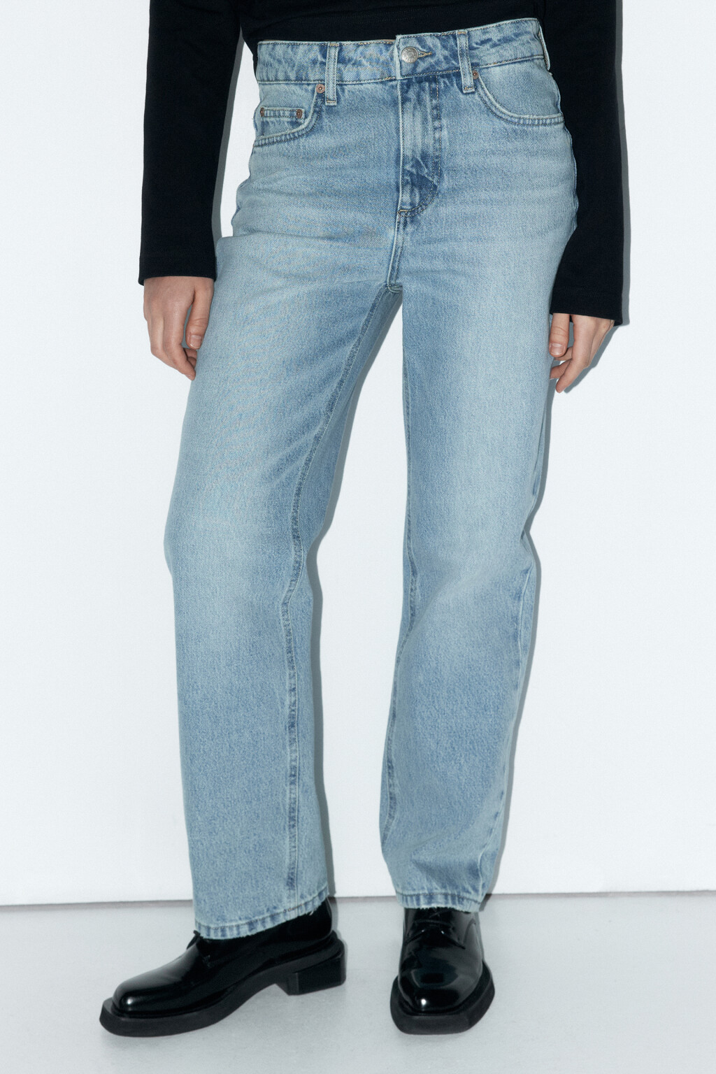 Джинсы прямые со средней посадкой - цвет голубой - 3