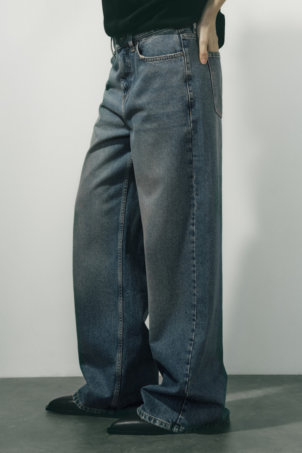 Джинсы широкие с низкой посадкой - цвет голубой - 2