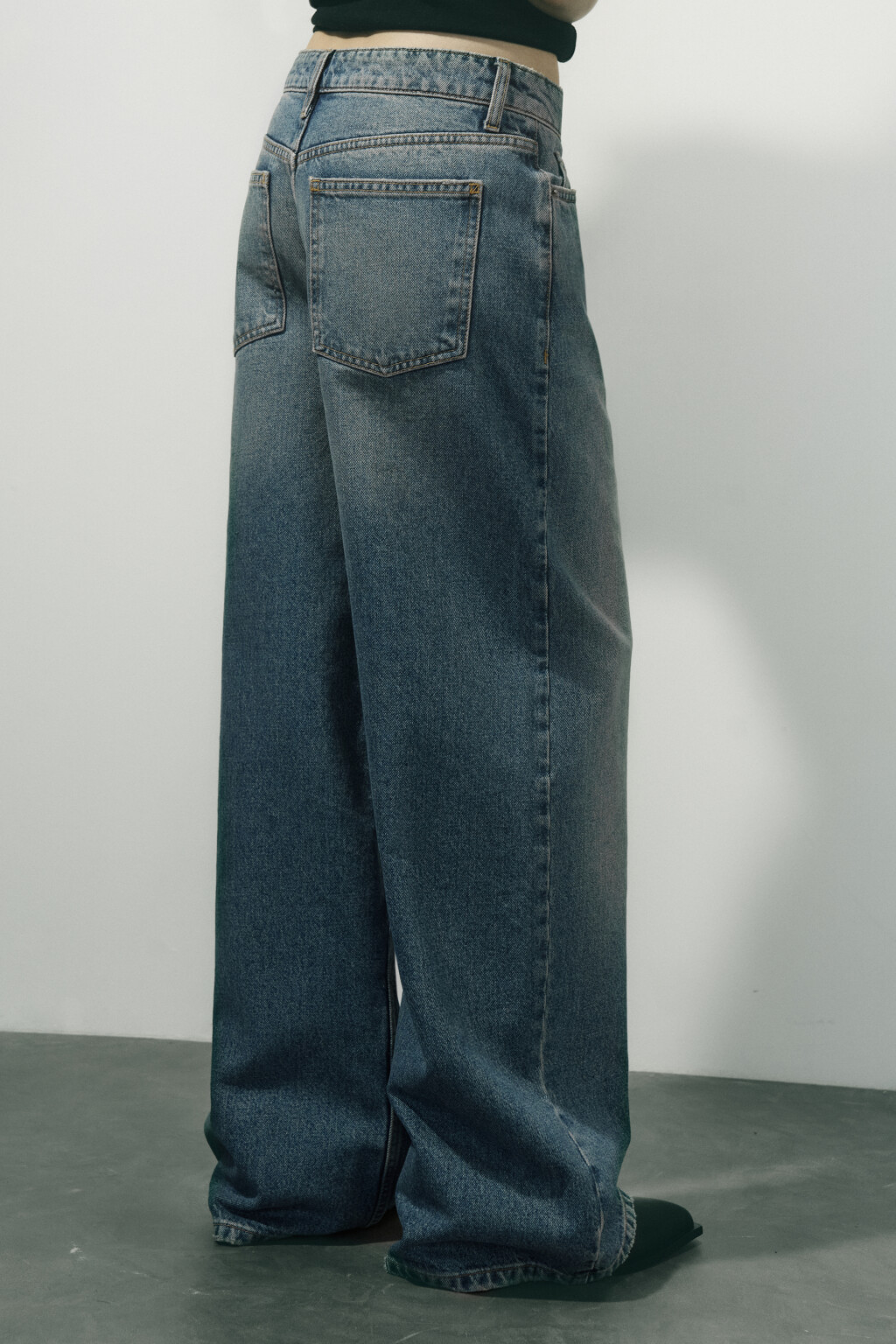 Джинсы широкие с низкой посадкой - цвет голубой - 3