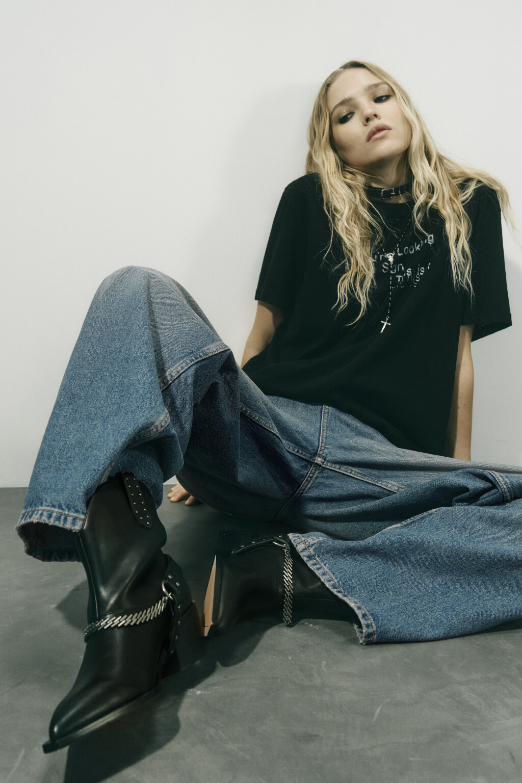 Джинсы широкие с низкой посадкой - цвет голубой - 5