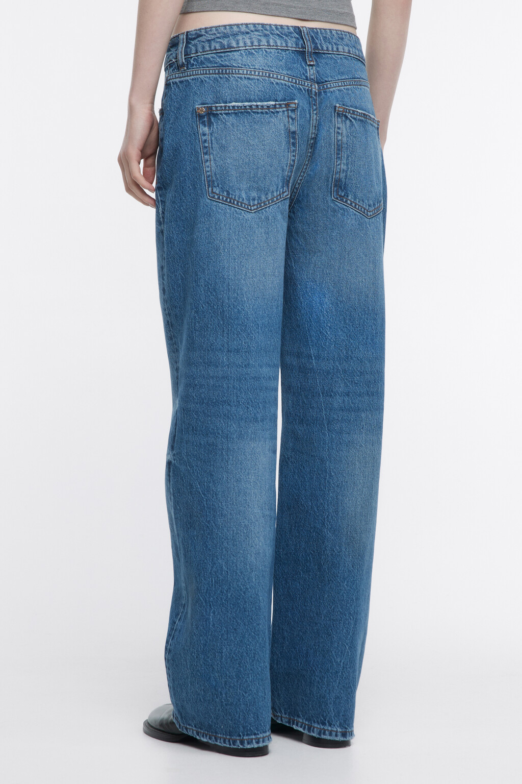 Джинсы прямые с высокой посадкой - цвет голубой - 4