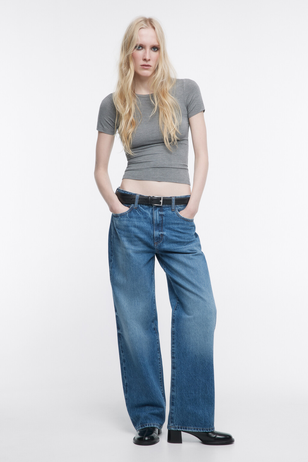 Джинсы прямые с высокой посадкой - цвет голубой - 5