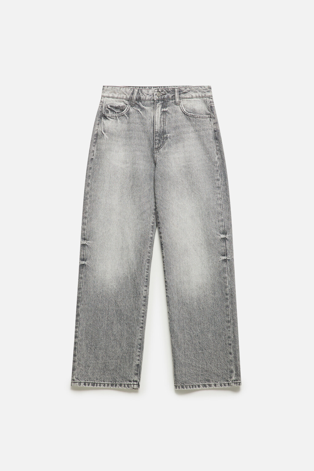Джинсы прямые с высокой посадкой - цвет серый - 8