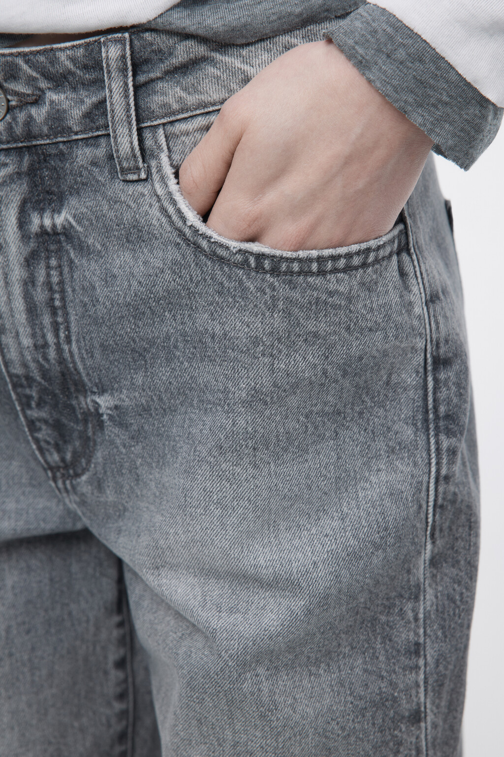 Джинсы прямые с высокой посадкой - цвет серый - 6