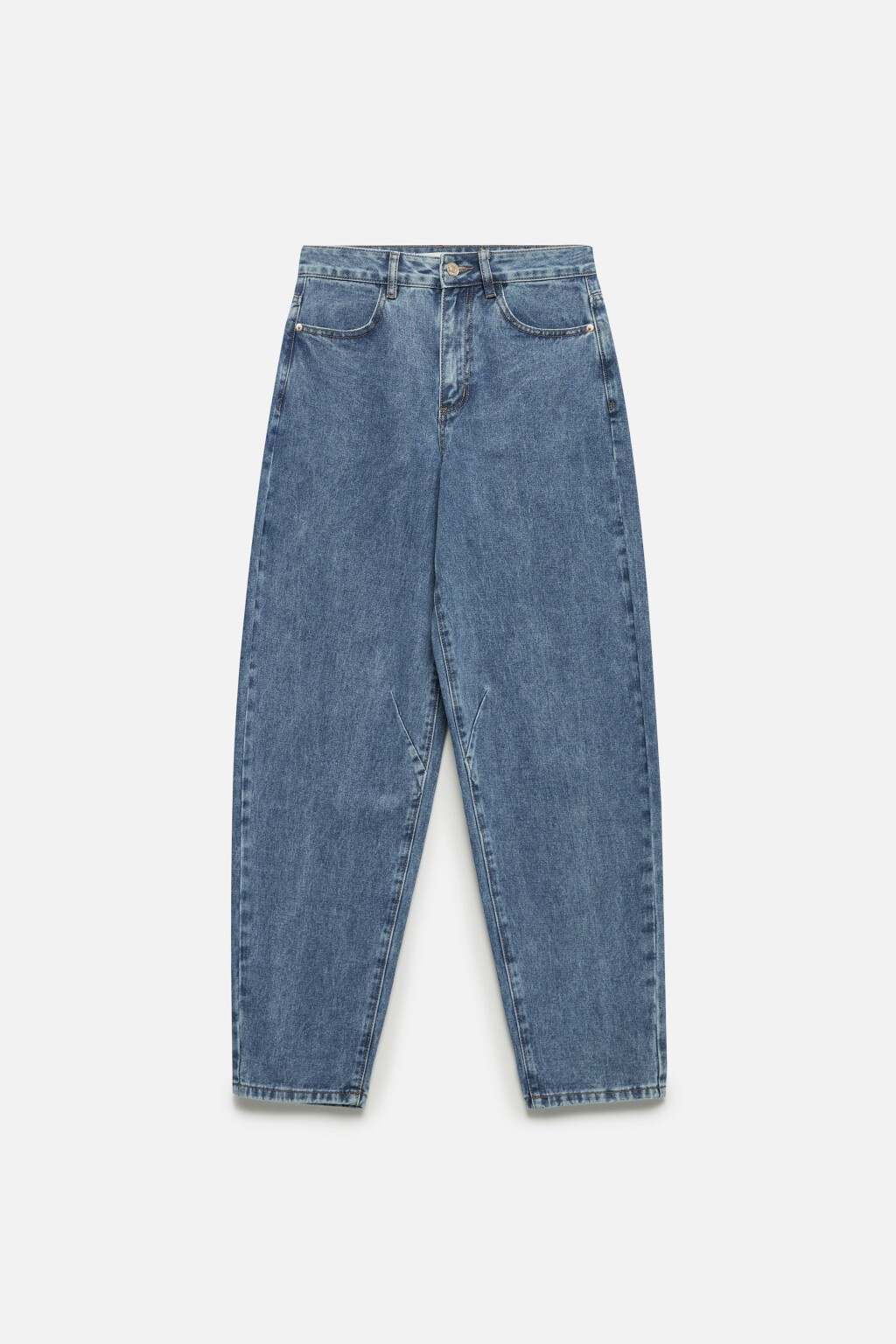 Джинсы-бананы широкие с высокой посадкой - цвет голубой - 8