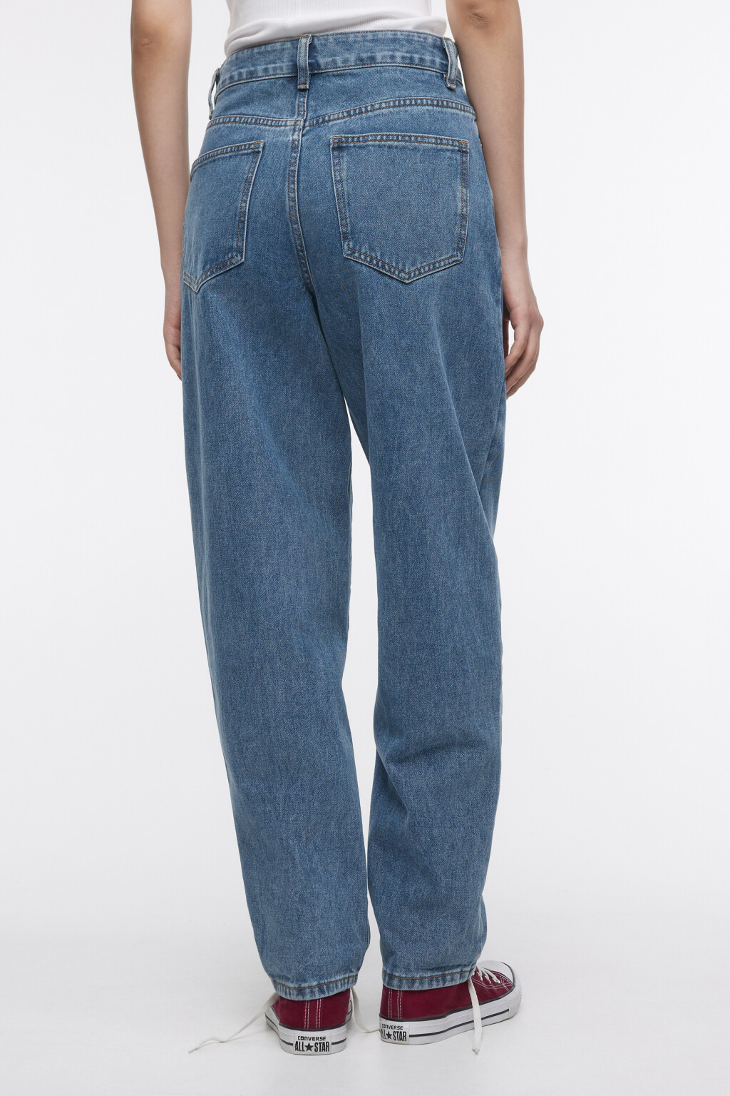 Джинсы-бананы широкие с высокой посадкой - цвет голубой - 5