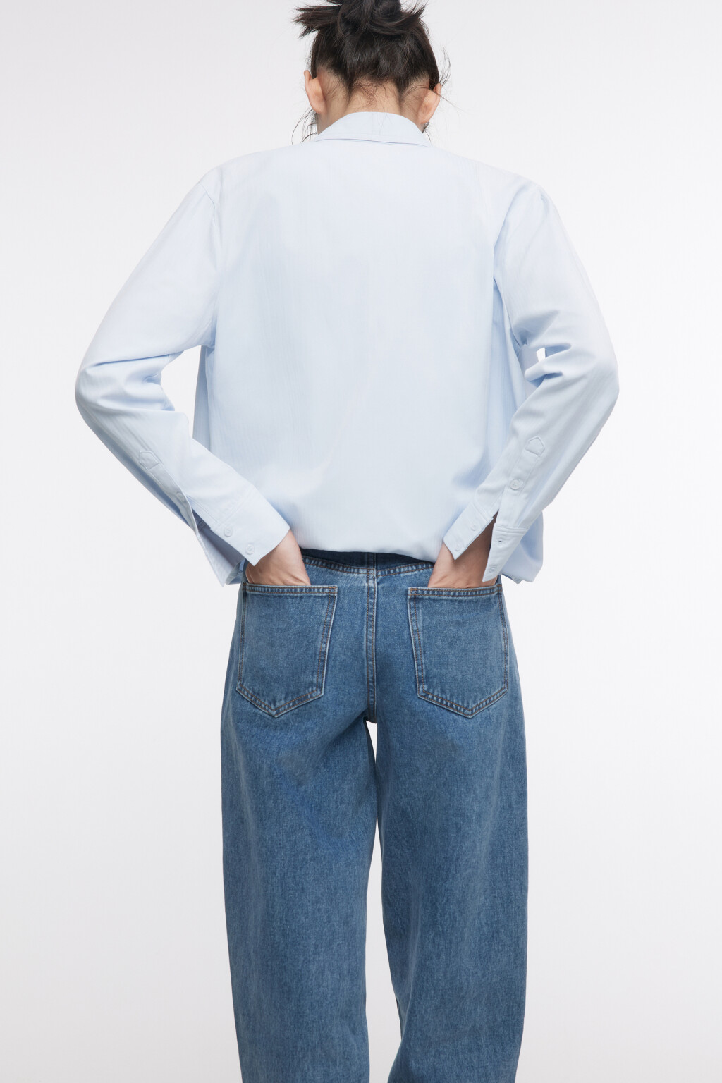 Джинсы-бананы широкие с высокой посадкой - цвет голубой - 2