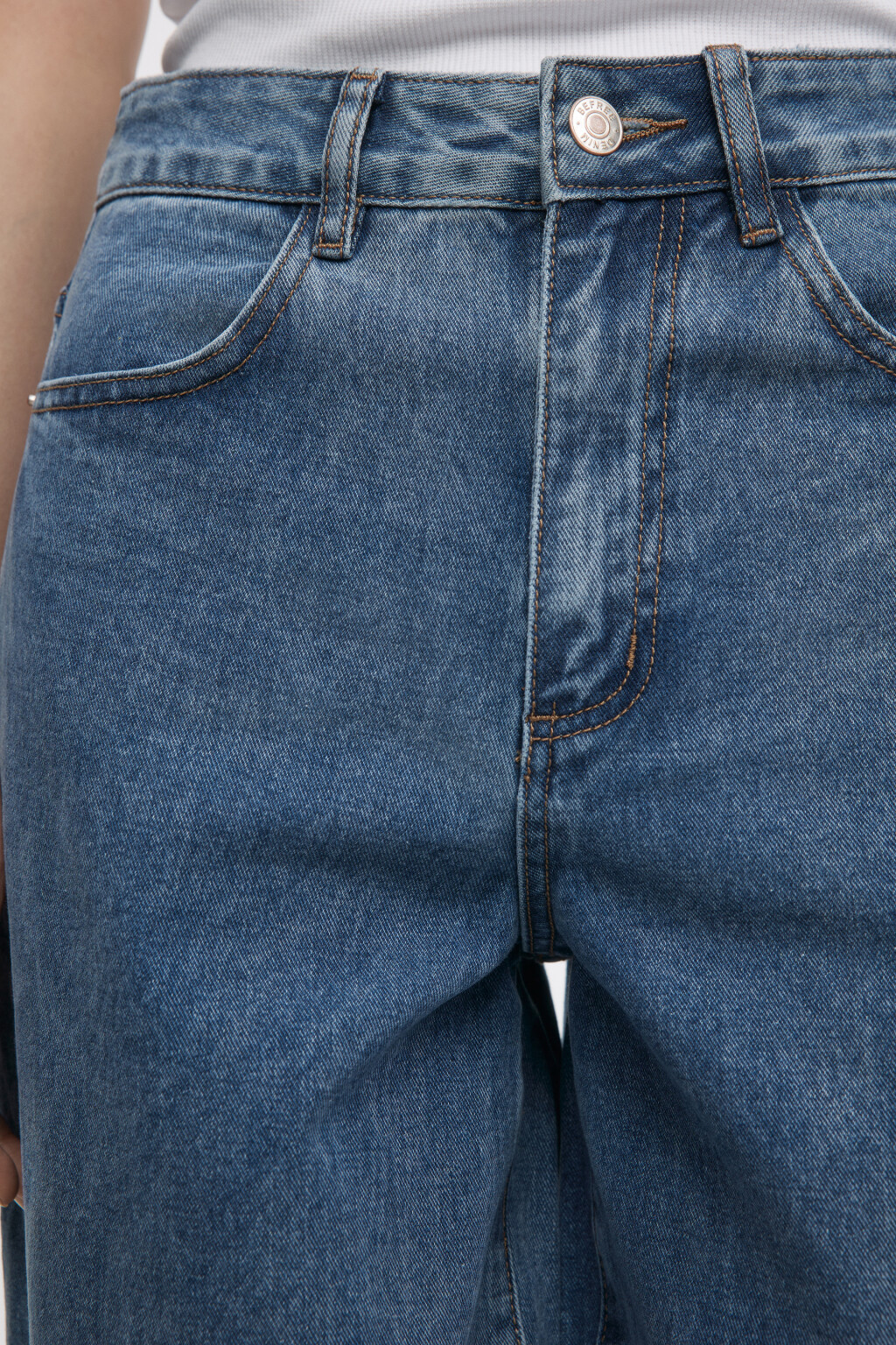 Джинсы-бананы широкие с высокой посадкой - цвет голубой - 6