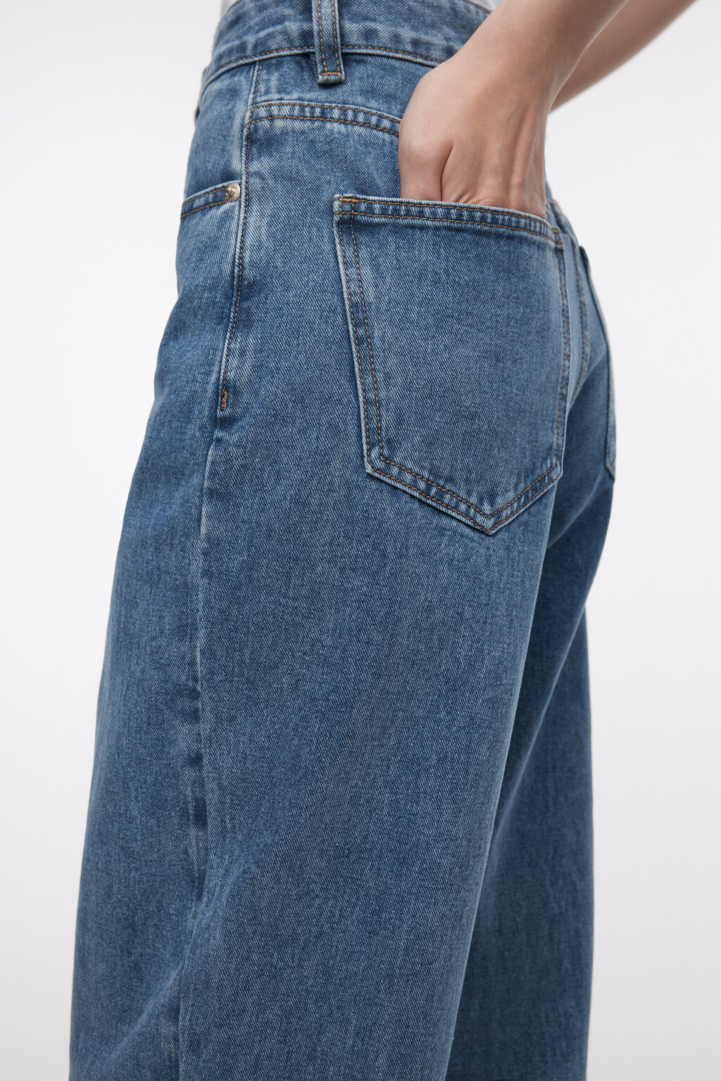 Джинсы-бананы широкие с высокой посадкой - цвет голубой - 7