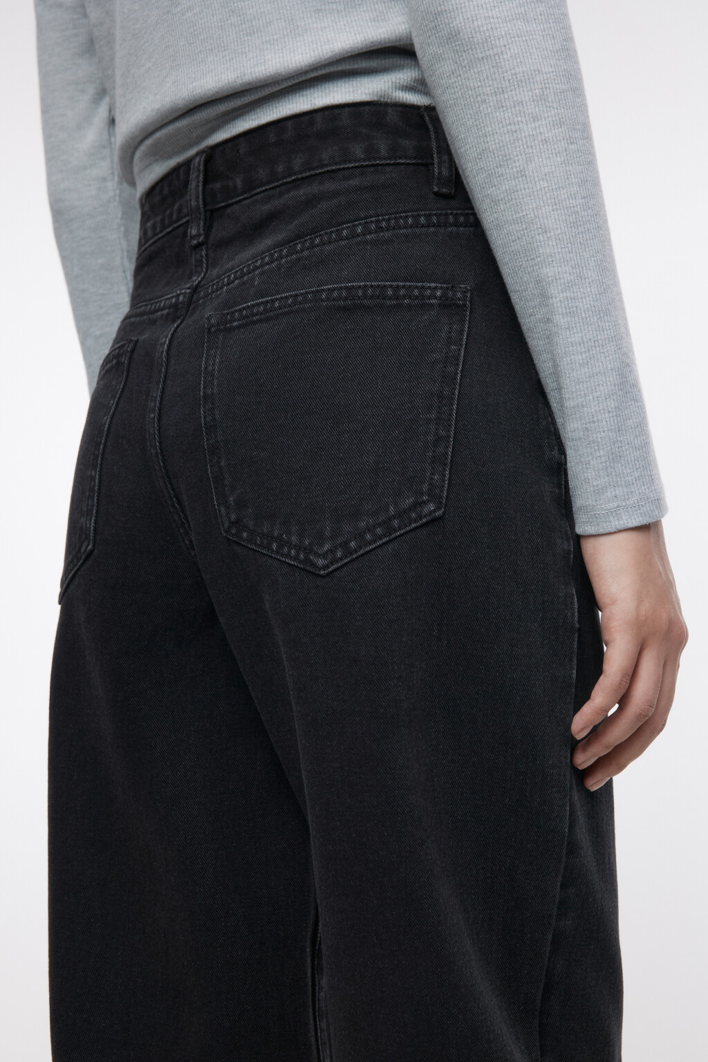 Джинсы-бананы широкие с высокой посадкой - цвет черный - 6