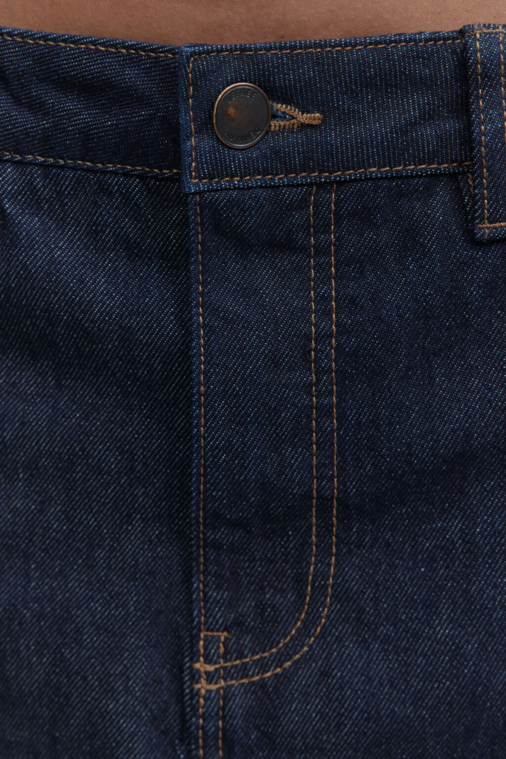 Юбка-трапеция макси джинсовая с разрезом - цвет синий - 8