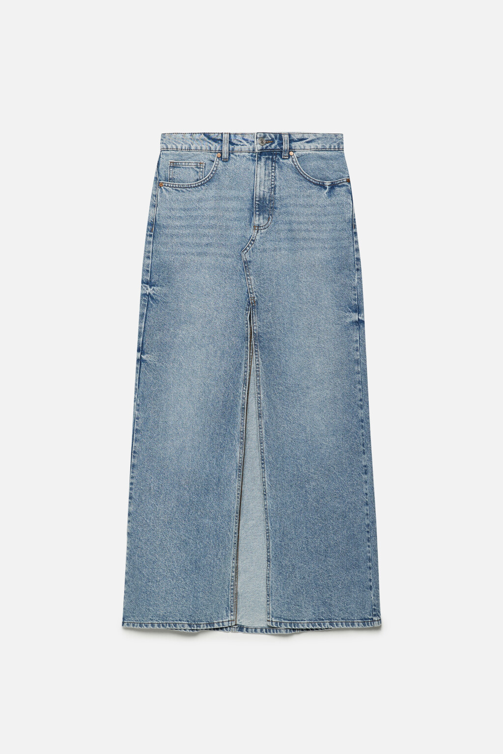 Юбка макси джинсовая с разрезом спереди - цвет голубой - 8