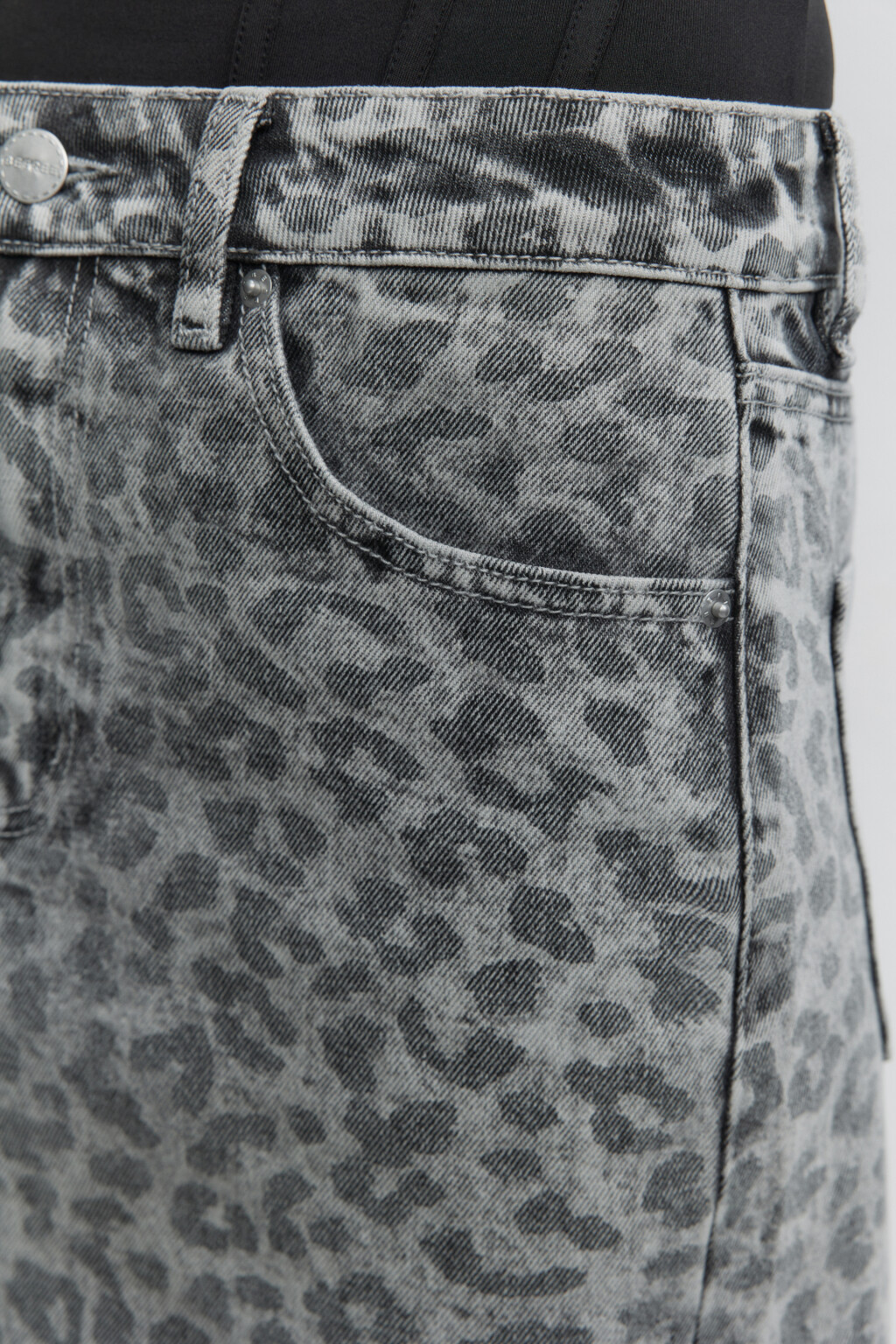 Юбка-трапеция макси джинсовая с принтом - цвет серый - 8