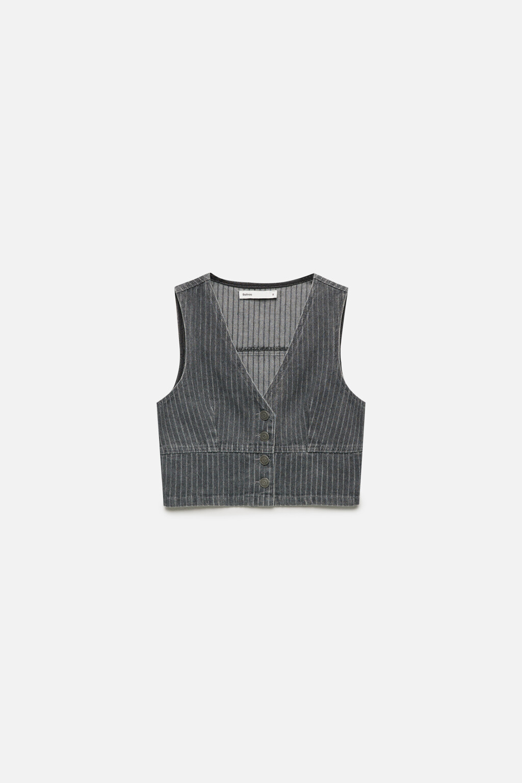 Жилет джинсовый укороченный в полоску - цвет синий - 8