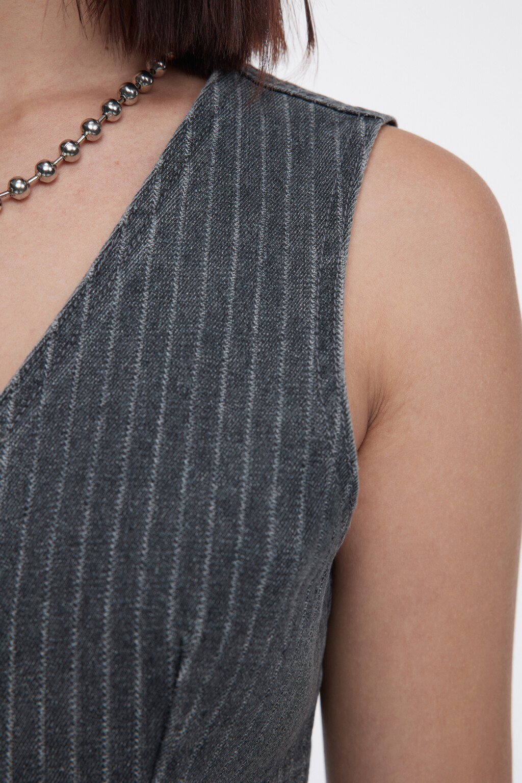 Жилет джинсовый укороченный в полоску - цвет синий - 7