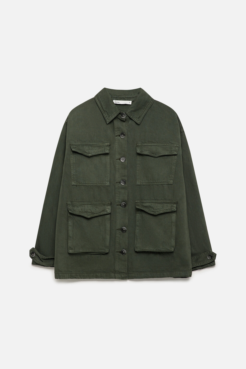 Рубашка oversize джинсовая с накладными карманами - цвет зеленый - 7