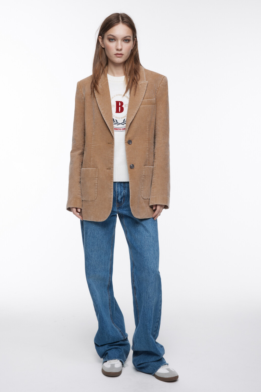 Пиджак приталенный из вельветовой ткани - цвет коричневый - 5