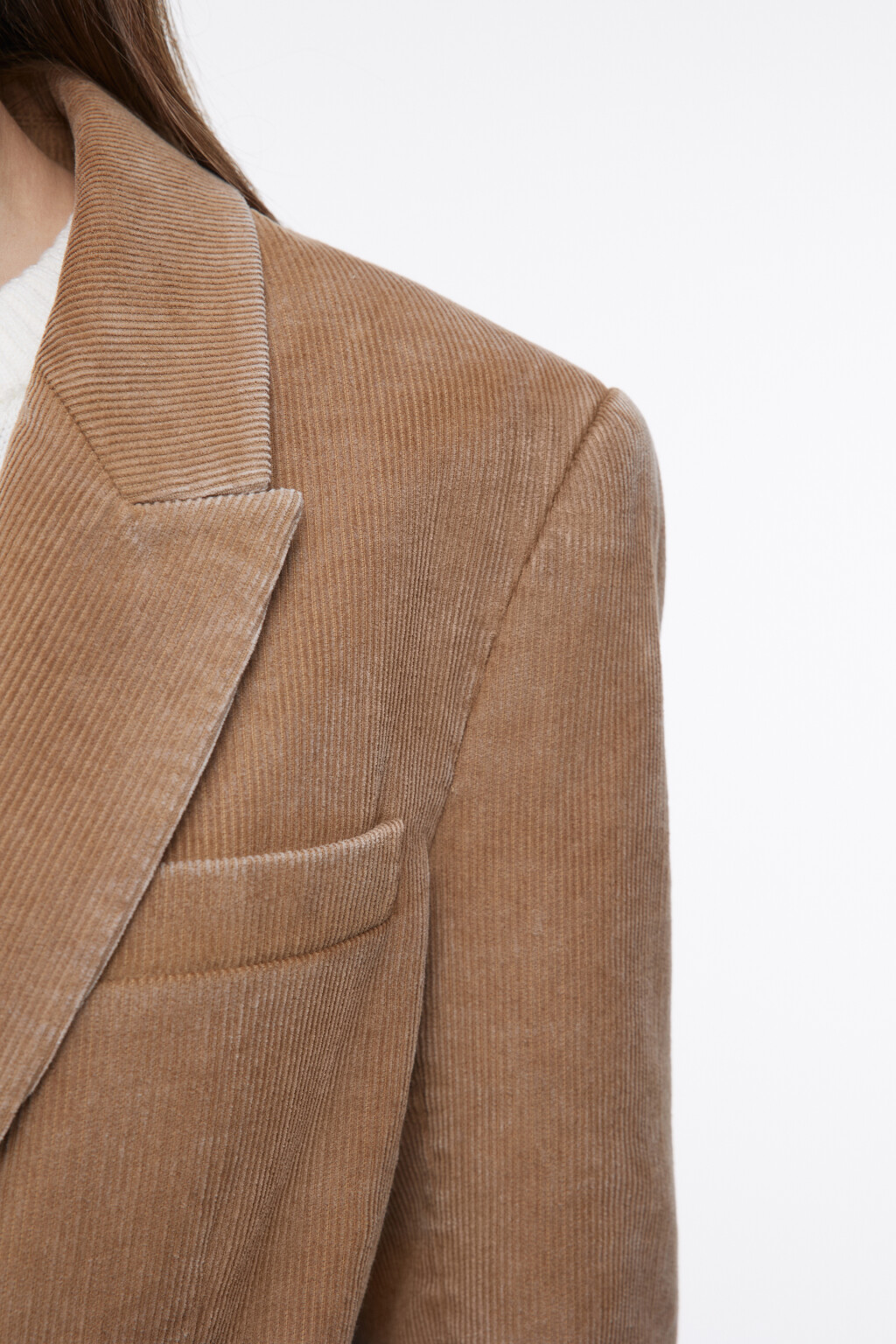 Пиджак приталенный из вельветовой ткани - цвет коричневый - 7