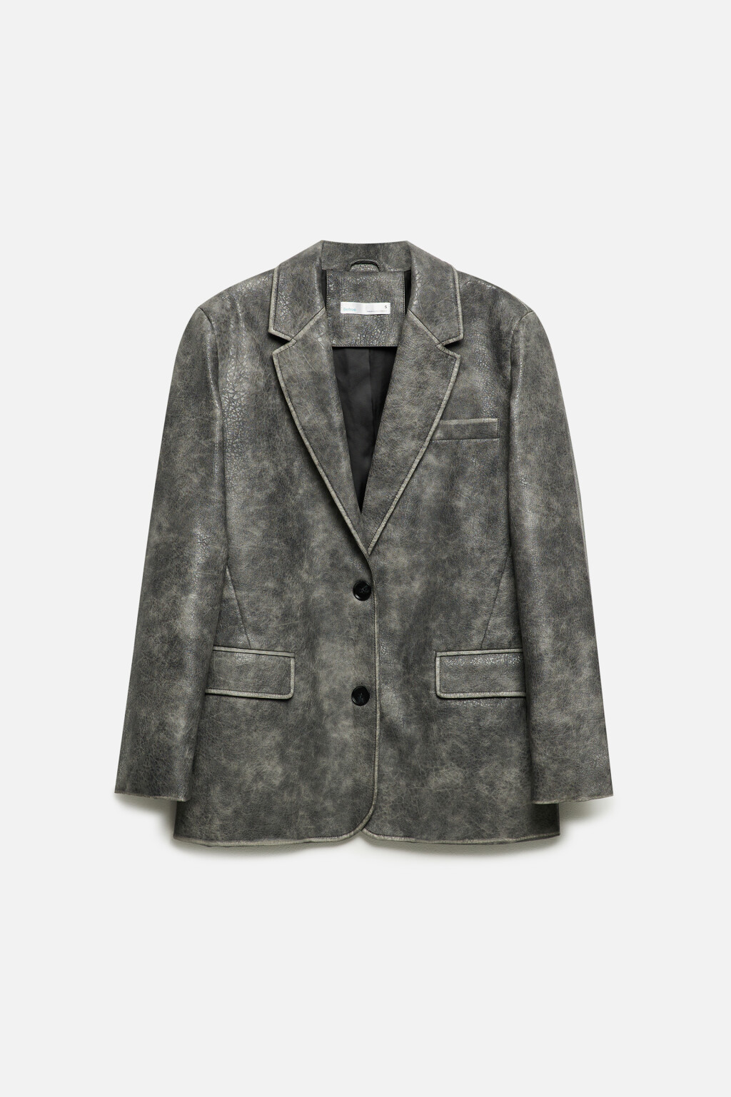 Пиджак из искусственной кожи с вареным эффектом - цвет серый - 10