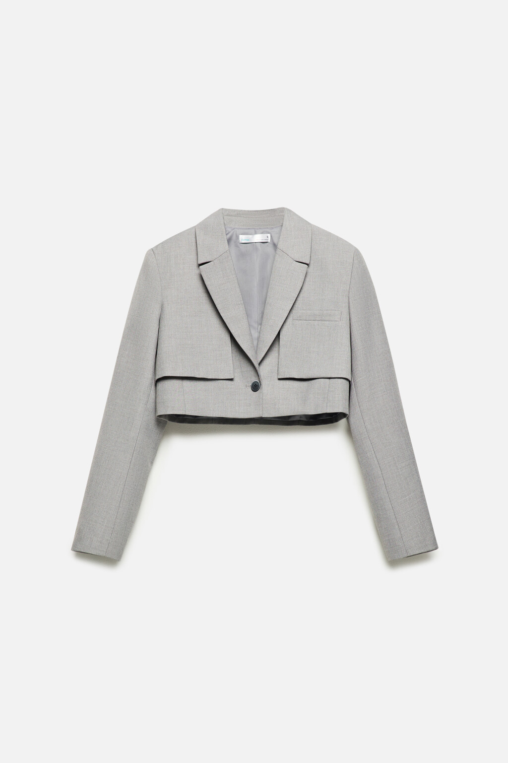 Пиджак укороченный однобортный с кокеткой - цвет серый - 8